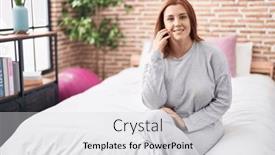  Presentation with bed - PPT theme enhanced with young-beautiful-plus-size-woman background and a light gray colored foreground