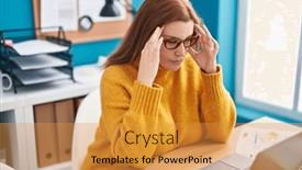  Presentation with stressed - Presentation theme featuring young-beautiful-plus-size-woman background and a gold colored foreground