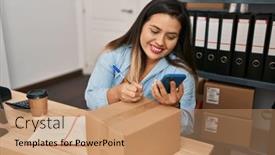  Presentation with ecommerce - Theme consisting of young-beautiful-plus-size-woman background and a coral colored foreground