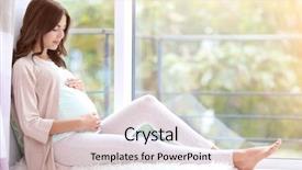  Presentation with pregnant - Slides having young beautiful pregnant woman sitting background and a sky blue colored foreground
