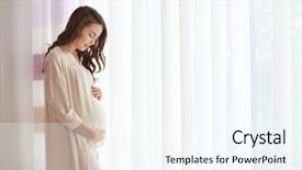  Presentation with pregnant woman - Cool new theme with young beautiful pregnant woman standing backdrop and a sky blue colored foreground