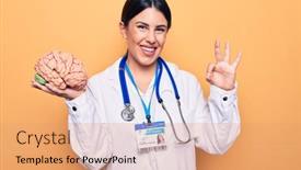  Presentation with psychiatrist - Amazing presentation theme having young-beautiful-psychiatrist-woman-wearing backdrop and a coral colored foreground