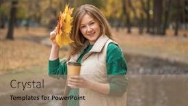 Presentation with red - Slides consisting of young-beautiful-red-haired-woman background and a coral colored foreground