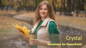  Presentation with red - Slide set having young-beautiful-red-haired-woman background and a violet colored foreground