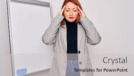  Presentation with magnetic - Beautiful PPT layouts featuring young-beautiful-redhead-businesswoman-doing backdrop and a light gray colored foreground