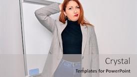  Presentation with magnetic - Amazing presentation having young-beautiful-redhead-businesswoman-doing backdrop and a light gray colored foreground