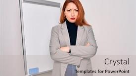  Presentation with magnetic - Amazing presentation having young-beautiful-redhead-businesswoman-doing backdrop and a light gray colored foreground