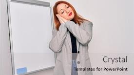  Presentation with magnetic - Amazing presentation having young-beautiful-redhead-businesswoman-doing backdrop and a light gray colored foreground