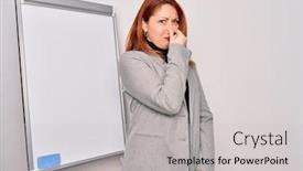  Presentation with magnetic - Cool new theme with young-beautiful-redhead-businesswoman-doing backdrop and a light gray colored foreground