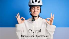  Presentation with blue eyes - Cool new presentation with young-beautiful-redhead-cyclist-woman backdrop and a lemonade colored foreground