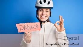  Presentation with danger - Amazing slides having young-beautiful-redhead-cyclist-woman backdrop and a lemonade colored foreground