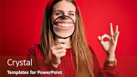  Presentation with detective magnifying glass - Slide deck enhanced with young-beautiful-redhead-detective-woman background and a tawny brown colored foreground