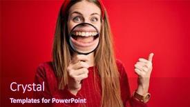  Presentation with detective magnifying glass - Slide set featuring young-beautiful-redhead-detective-woman background and a crimson colored foreground