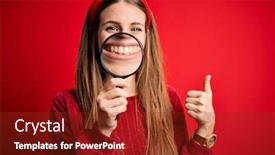  Presentation with detective magnifying glass - Presentation theme having young-beautiful-redhead-detective-woman background and a tawny brown colored foreground