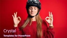  Presentation with moto - Audience pleasing slide deck consisting of young-beautiful-redhead-motocyclist-woman backdrop and a wine colored foreground