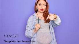  Presentation with christian - Audience pleasing presentation theme consisting of young-beautiful-redhead-pregnant-woman backdrop and a light blue colored foreground