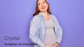  Presentation with baby smile - Presentation theme having young-beautiful-redhead-pregnant-woman background and a light blue colored foreground
