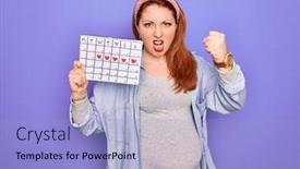 Presentation with anger baby - Presentation theme having young-beautiful-redhead-pregnant-woman background and a light blue colored foreground
