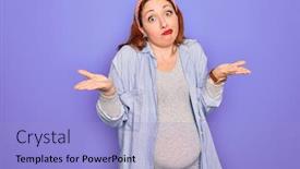  Presentation with pregnant woman - PPT theme with young-beautiful-redhead-pregnant-woman background and a light blue colored foreground