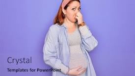  Presentation with bad breath - Slide set with young-beautiful-redhead-pregnant-woman background and a light blue colored foreground