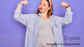  Presentation with pregnant woman - Presentation theme with young-beautiful-redhead-pregnant-woman background and a light blue colored foreground