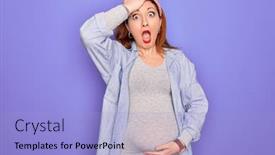  Presentation with pregnant woman - Presentation with young-beautiful-redhead-pregnant-woman background and a light blue colored foreground