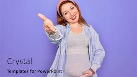  Presentation with purple business - PPT theme consisting of young-beautiful-redhead-pregnant-woman background and a light blue colored foreground