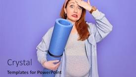  Presentation with angry baby - Colorful slide set enhanced with young-beautiful-redhead-pregnant-woman backdrop and a light blue colored foreground