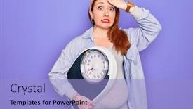  Presentation with angry baby - Cool new presentation design with young-beautiful-redhead-pregnant-woman backdrop and a light blue colored foreground
