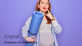  Presentation with exercise mat - Slide set featuring young-beautiful-redhead-pregnant-woman background and a light blue colored foreground