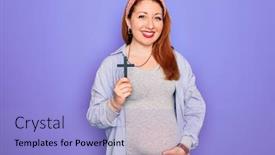  Presentation with baby teeth - Amazing presentation design having young-beautiful-redhead-pregnant-woman backdrop and a light blue colored foreground