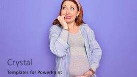  Presentation with pregnant woman - Presentation theme consisting of young-beautiful-redhead-pregnant-woman background and a light blue colored foreground