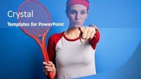  Presentation with tennis - Cool new PPT theme with young-beautiful-redhead-sportswoman-playing backdrop and a teal colored foreground