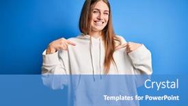  Presentation with sporty - Beautiful slides featuring young-beautiful-redhead-sporty-woman backdrop and a teal colored foreground