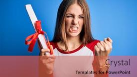  Presentation with diploma - Slide set having young-beautiful-redhead-student-woman background and a red colored foreground