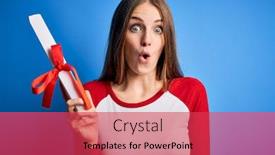  Presentation with student - PPT layouts with young-beautiful-redhead-student-woman background and a red colored foreground