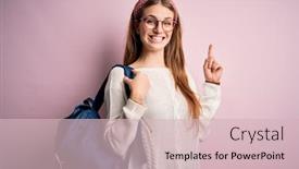  Presentation with student - Audience pleasing theme consisting of young-beautiful-redhead-student-woman backdrop and a soft green colored foreground