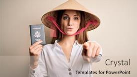  Presentation with tourist - Presentation theme with young-beautiful-redhead-tourist-woman background and a lemonade colored foreground