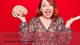  Presentation with brain memory - PPT layouts consisting of young-beautiful-redhead-woman-asking background and a red colored foreground