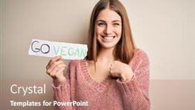  Presentation with veggie - Colorful slide deck enhanced with young-beautiful-redhead-woman-asking backdrop and a coral colored foreground