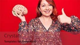  Presentation with brain memory - Presentation design featuring young-beautiful-redhead-woman-asking background and a red colored foreground