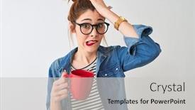  Presentation with shame - Amazing presentation design having young-beautiful-redhead-woman-drinking backdrop and a light gray colored foreground