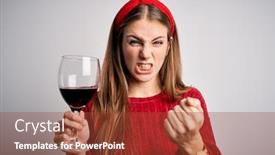  Presentation with drinking glass - Amazing slide deck having young-beautiful-redhead-woman-drinking backdrop and a  colored foreground