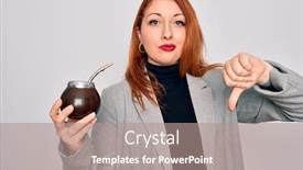  Presentation with beverage - Slides with young-beautiful-redhead-woman-drinking background and a coral colored foreground