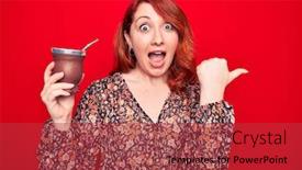  Presentation with infusion - Presentation design having young-beautiful-redhead-woman-drinking background and a red colored foreground
