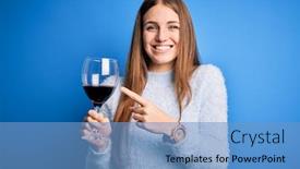  Presentation with drinking glass - Presentation design having young-beautiful-redhead-woman-drinking background and a teal colored foreground