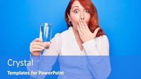  Presentation with drinking water - Beautiful slide set featuring young-beautiful-redhead-woman-drinking and a cobalt blue colored foreground