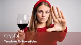 Presentation with drinking glass - Beautiful presentation theme featuring young-beautiful-redhead-woman-drinking backdrop and a tawny brown colored foreground