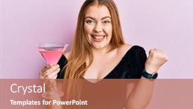  Presentation with drinking alcohol - Cool new PPT layouts with young-beautiful-redhead-woman-drinking backdrop and a coral colored foreground