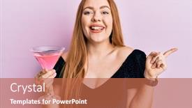  Presentation with drinking alcohol - Cool new PPT layouts with young-beautiful-redhead-woman-drinking backdrop and a red colored foreground